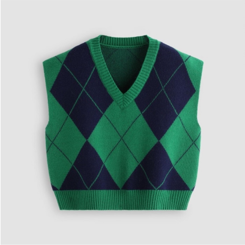 Cider Green and Navy Sweater Vest